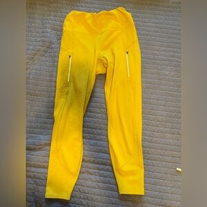 Athleta Yellow Performance Leggings with Zip Pockets